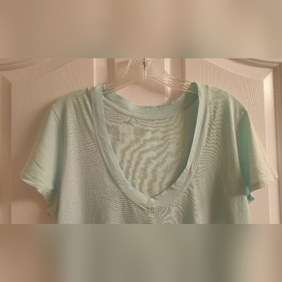 Mint Green V-Neck Women's Top - Picture 3 of 6